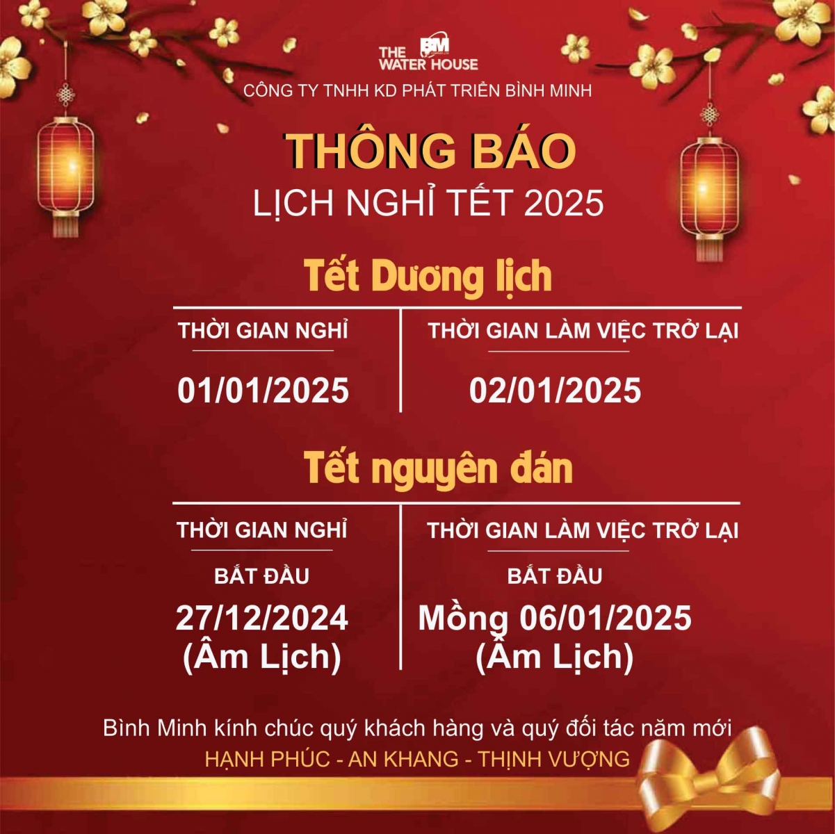 Thông báo nghỉ tết 2025