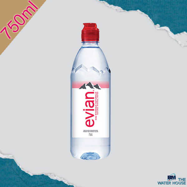 Thùng nước Evian 750ml (Thùng 12 chai) nắp thể thao - Nước suối Evian 750ml