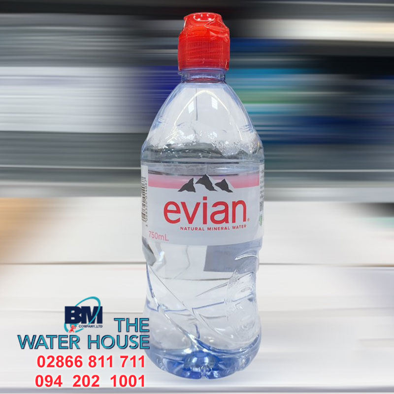 Thùng Evian 750ml (Thùng 12 chai) nắp thể thao