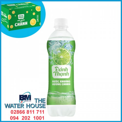 Thùng Nước Khoáng Đảnh Thạnh 460ml Chai Nhựa Có Ga Hương Vị Chanh (Thùng 24 Chai)